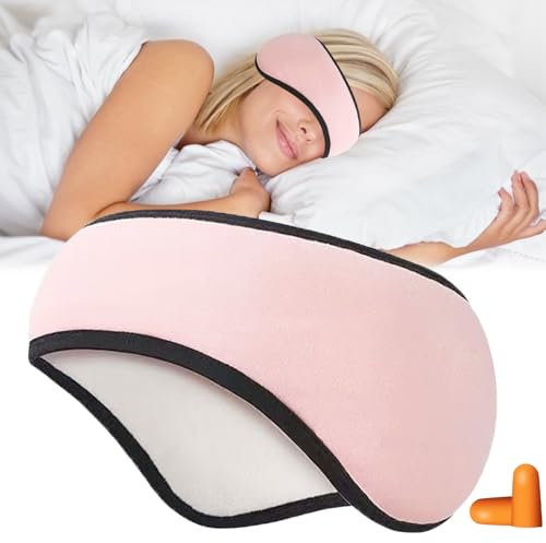 YIZWINS 2-In-1 Schlafmaske mit Ohrenschutz, Schalldichte Ohrenschützer zum Schlafen, Schlafmaske mit Gehörschutz, Blockiert Licht, Für Damen Und Herren, Schlafmaske fur Reisen, Mittagspause (rosa)