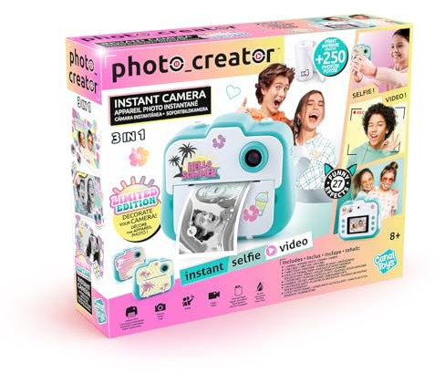 Canal Toys - Photo Creator - Appareil Photo à Impression Instantané Édition Summer - Selfie & Vidéo - Impression sur Rouleau de Papier Photo Thermique, sans Encre - pour Enfant - Dès 8 Ans - CLK 028