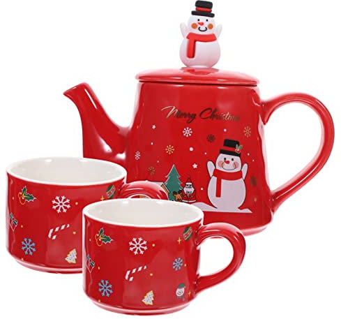 COLLBATH Teiera in Ceramica Tema Natalizio Teiera Per Uso Domestico Set Di Tazze Regalo Di Natale Decorativa Bollitore Per Tè