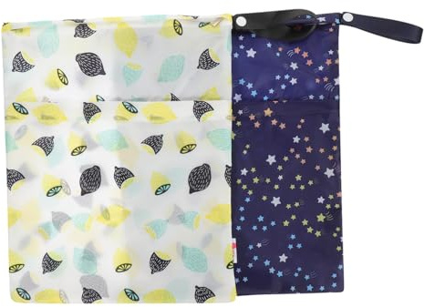 Abaodam 2stücke Wiederverwendbare wasserdichte Windeltaschen Praktische Aufbewahrung Für Und Trockene Windeln Für Unterwegs Fröhlichem Design Limonen Sterne