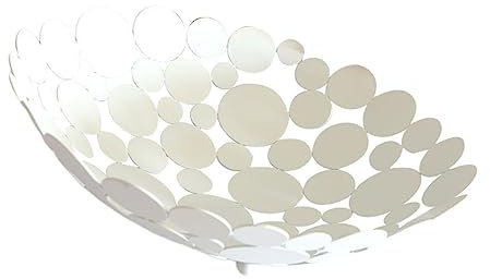 IMIKEYA Plato De Fruta De Hierro Forjado Redondo Hueco Diseño Floral, Cesta De Almacenamiento Blanca, Soporte Para Frutas y Verduras, Decoración Para Sala De Estar y Cocina, Frutero Funcional