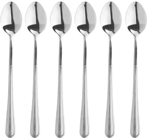 Glasmark KROSNO 1992 Löffel Set Kaffeelöffel Cocktaillöffel Lang Dessertlöffel Eislöffel 6 Stück Spülmaschinengeeignet Silber Edelstahl 19.7 cm