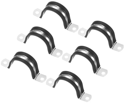 M METERXITY 6-Pack Cable Clamps, 1-5/8 Inch/ 42 mm 304 Stainless Steel Rubber Cushioned Insulated Cable Clamp U Shape Metal Holder for Tube/Wire/Pipe/Loop Installation