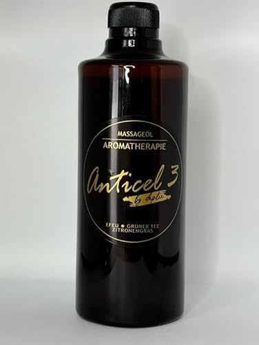 ANTICELLULITE-MASSAGEÖL 3 – Natürliches Öl mit Efeu, grünem Tee & Zitronengras – Strafft die Haut & reduziert Cellulite – Professionelle Anwendung (500ml)