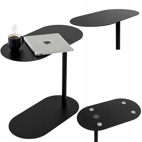 FRAMADO - VIVO Couchtisch Metall Schwarz - Beistelltisch Hoch - Laptop Sofatisch - 23 x 40 x 60 cm - Mehrzwecktisch für Wohnzimmer, Schlafzimmer, Jugendzimmer - Sofort Einsatzbereit, ohne Montage