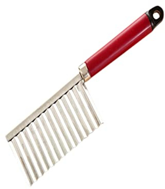 UKCOCO Couteau Découpe Légumes Ondulé Acier Inoxydable Pour Pommes De Terre Et Fruits Trancheuse à Frites Main Avec Poignée Ergonomique Rouge Outil Cuisine Pratique Pour Découpes Fantaisi