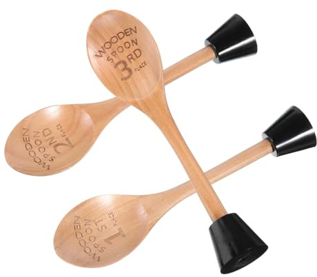 SOLUSTRE 3pcs Wooden Spoon Trophies Set Sustainable Cooking and Baking Awards with Trophy Base for Kitchen Competitions and Chili Cook Off Prizes