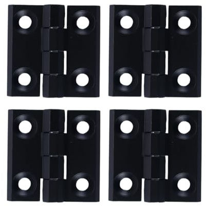 Namvo Bisagras de aleación de zinc negro de 4 piezas, 50 x 50 mm, para marco de puerta, perfil de aluminio, kit de instalación.
