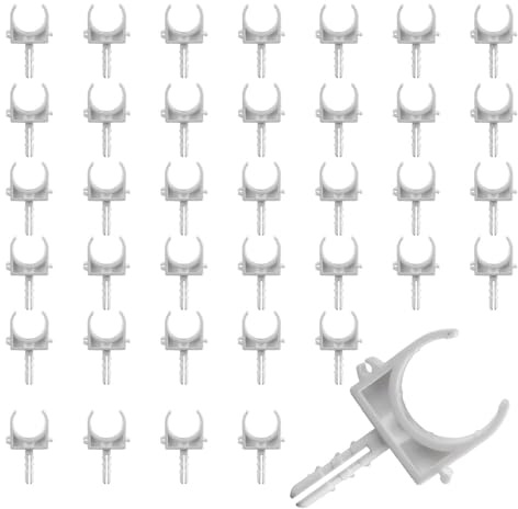 HLIWS 28 Piezas PPR Abrazadera de Tubo,para fijar tuberías y mangueras | Diseño en forma de U,ranuras antideslizantes,3,1x7x1,2cm,diámetro:2.5cm,para todo tipo de tuberías-tornillos no incluidos