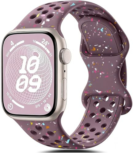 Sport Bracelet Compatible avec Apple Watch 40mm 38mm 41mm 42mm, Bracelet en Silicone Souple et Respirant pour iWatch Series 11 10 9 8 7 6 5 4 3 2 1 SE pour Femmes Hommes