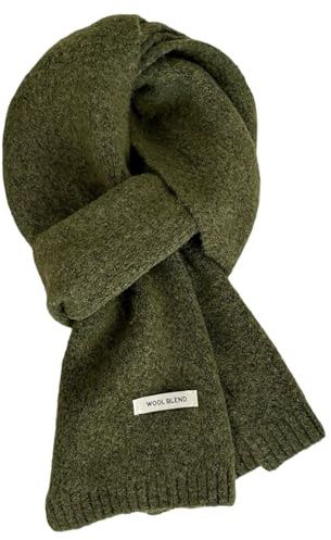 Generisch Schal Damen Herren Winterschal Einfarbiger Wollschal Strickschal Weiche Warm Kaschmir Schal Vielseitiger Winter Gestrickter Halsschal, 160 x 20 cm (Grün)