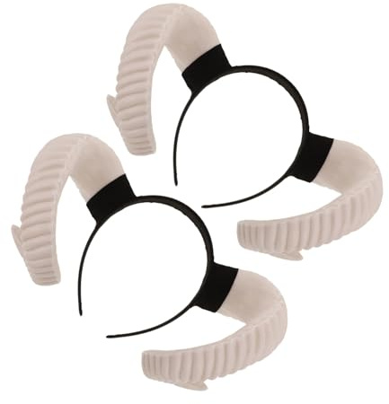 MOBUTOFU 2pcs Ram Horn Headband Sheep Horn Hairband Simulation Animal Ears for Cosplay Halloween Christmas Party Costume Accessories