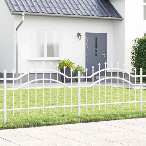 QJBSAVVA Gartenzaun Weiß 115x240 cm pulverbeschichteter Stahl Modernes Design erweiterbarer Zaunfeld für Terrasse Balkon Gartenzaunabschnitt Dauerhafter Wetterschutz