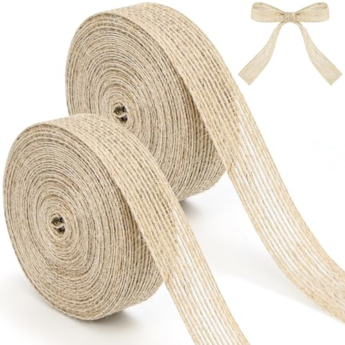 JAXICREY 20m Juteband Breit 2cm, Vintage Geschenkband Jute Braun, Jute Band Natur, Juteband Dekorativ für Handwerk, Hochzeitdeko, Weihnachten, Herbstkranz, Geschenkverpackung