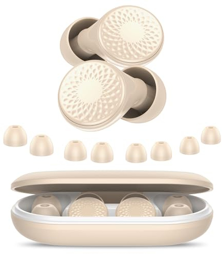 Tappi Orecchie Dormire, Antirumore Quiet Silicone Auricolari, 45dB Protezione dell'udito, Comfort Elasticità Riutilizzabile, for Concerti/Aerei/Sleep/Viaggiare, 8 Inserti auricolari XS/S/M/L, beige