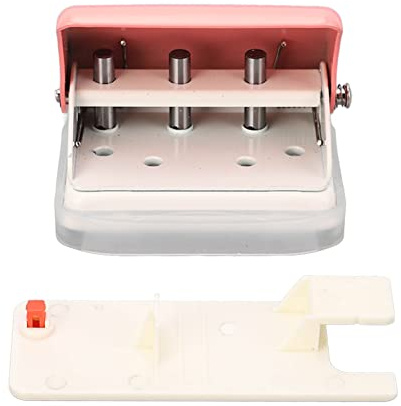 Perforatrice de poche rose à 3 trous, perforatrice pour feuilles mobiles d’une capacité de 5 feuilles, corps en métal émaillé au four, adaptée à la reliure A4, A5 et B5, avec