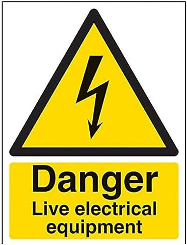 V Safety Danger, Live Electrical Equipment Warning Sign - 150mm x 200mm - Self Adhesive Vinyl