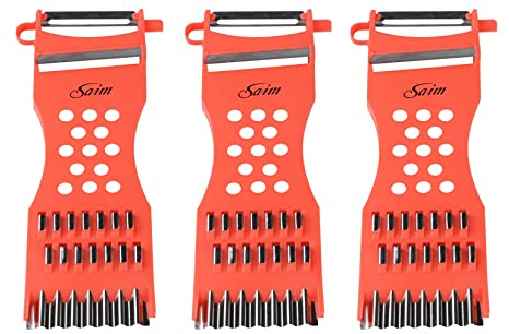 Peeler Slicer,Saim Metal Scraper Fruit Grater Slicer Vegetable Peeler Orange Red 3 Pcs