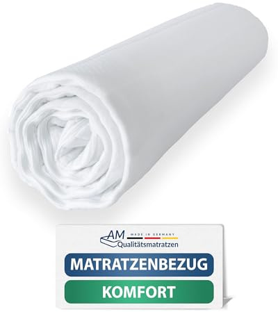 AM Qualitätsmatratzen Komfort Matratzenbezug 90x200 für 14 cm Kernhöhe - Made in Germany & Oeko-TEX Siegel - Allergiker Matratzenbezug 90x200 mit 4 seitigem Reißverschluss - 60 Grad waschbar