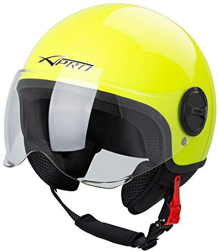 Casque Moto Scooter Demi Jet Visiere Ouvert Approuvé ECE 22-06 Fluo XL