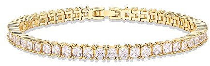 PAVOI 14K Gold Plated Cubic Zirconia Classic Tennis Bracelet | Yellow Gold Bracelets for Women | 3mm CZ, 6.5 Inches