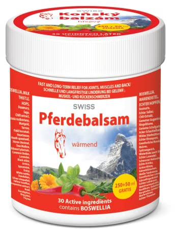 SWISS Pferdesalbe wärmend 300ml massage gel für Gelenke, Muskeln und Rücken mit 30 kräuter