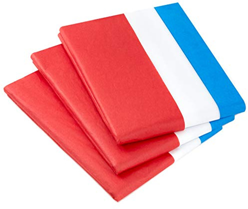 Hallmark Red, White and Blue Bulk Tissue Paper for Gift Wrapping (120 Sheets) for Gift Bags, Birthdays, Graduations, Fourth of July, Christmas, Hanukkah