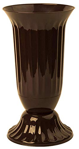 Engelland Vase für Garten oder Grab in runder Form aus Kunststoff mit abnehmbarem Stand-Fuß Verwendung im Innen- und Außenbereich 29 cm