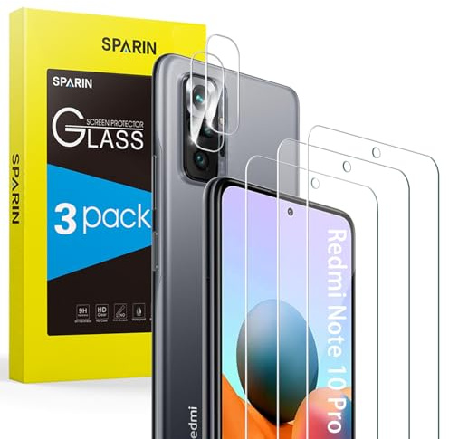 SPARIN 5 Stück Schutzfolie Kompatibel mit Xiaomi Redmi Note 10 Pro 6,67 Zoll, 3 Displayschutzfolie und 2 Kamera Folie, 9H Härteglas