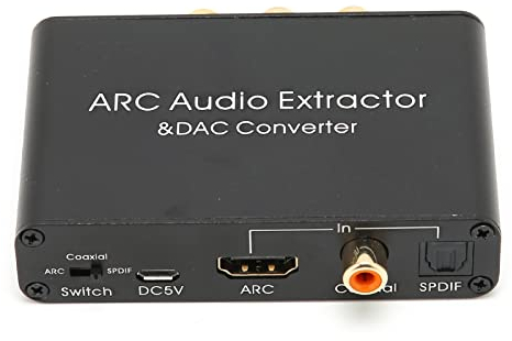 Bewinner Divisor de Extractor de Audio HDMI, Extractor ARC de Interfaz Multimedia Convertidor DAC de Audio Digital a Analógico para DVD, TV HD, TV, Caja de TV, para PS2, para PS3, para PS4, para Xbox