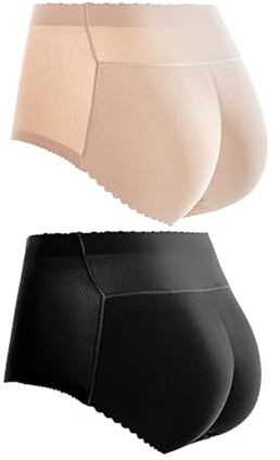 FOUTP 2 Piezas Bragas Acolchadas para moldear la Ropa Interior sin Costuras, Cintura Alta, Bragas de Control de Bragas Bodi, Braguitas (M)