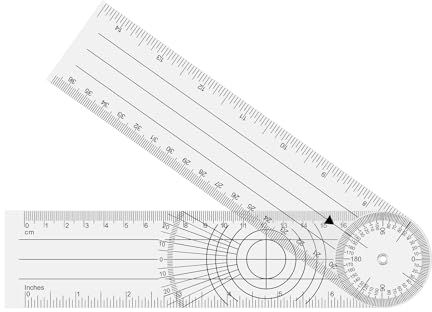 Catelves Winkelmesser, Goniometer Physiotherapie, PVC Medizinischer Winkelmesser 360° Winkel Transparenter Gelenkmesser 38cm Spinal Lineal Winkellineal für Physiotherapie, Sporttherapie