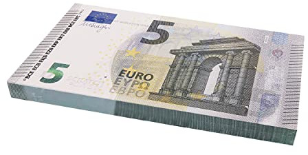 Scratch Cash Dimensioni Ridotte al 75%, Banconote Finte 100 x 5 Euro, Fac-Simile Euro