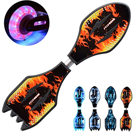 Waveboard Kinder ab 10 Jahre, Street Surfing Snakeboard mit Tasche, Waveboards mit LED Leuchtrollen und ABEC-7 Kugellager, Skateboard für Mädchen, Junge und Anfänger, Bis 100kg,04