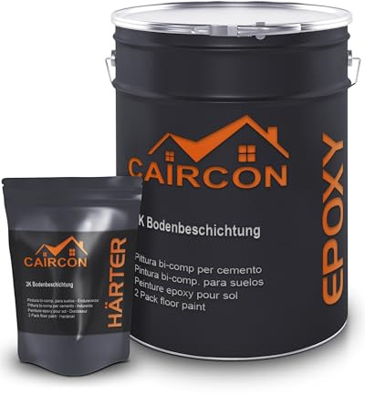 CAIRCON 2K Epoxidharz Bodenbeschichtung für Garage, Beton & Werkstatt Silbergrau - 5Kg