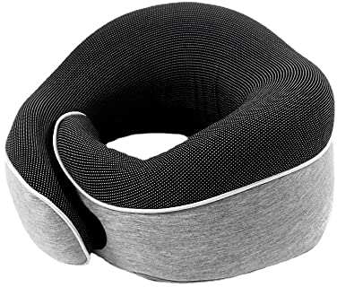 Nackenstützkissen Aus Memory-Schaum, Nackenhörnchen, kompakt und Leicht, Schlafrestkissen für Reisen Im Auto, Flugzeug, Zug (Light Grey)