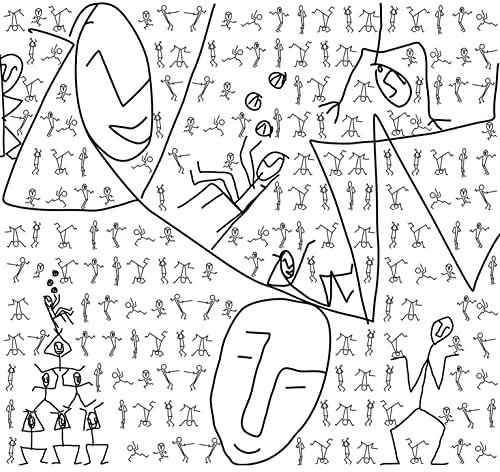 Papier Peint Intissé Line Art Primitif 270 cm X 250 cm, Décor Design Batons pour Murs et Sols, Motifs Originaux et Uniques