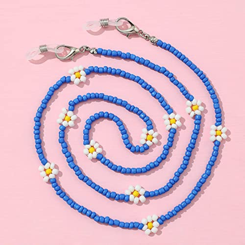 Brillenkette Modefarbe Blume Perlen Sonnenbrillenhalter Lanyard Kleines Gänseblümchen Anti-Rutsch-Brillenkette Umhängeband Für Frauen