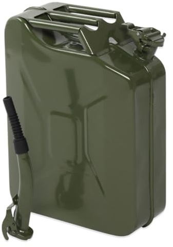 SEDOL 20L Jerry Can – Cold-Rolled Steel Storage Container with Pour Spout & Secure Cap – Compact, Durable Jerry Can for Car, Generator, Camping, Workshop and Outdoor Use (Army Green)