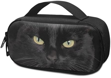 Suhoaziia Schwarze Katzen-Insulinkühler-Reisetasche für Diabetiker, isolierte Tragetasche, Kühltasche mit Griff und Taschen für Insulin-Stift und andere Diabetiker-Medikamenten-Zubehör