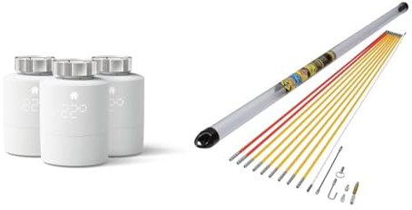tado° smartes Heizkörperthermostat 3er-Pack & C.K Mighty Rod PRO 10 m Super Set | Hochwertige Einziehstangen | 4 Flexibilitäten | GLO & Spira-FLEX Technologie Robuste Verbinder | Umfangreiches Zubehör