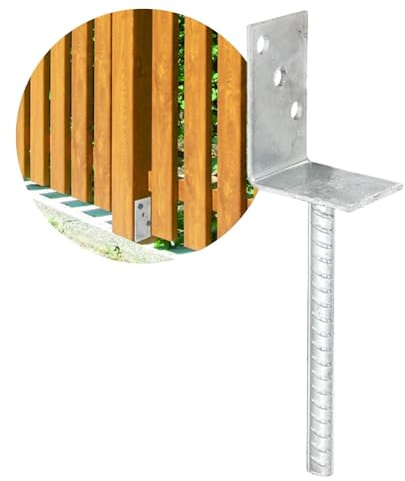 ULTINESS L-Pfostenträger 60x80mm, feuerverzinkt, mit Betonanker 200 mm [1 Stück] | mit Riffeldolle zum Einbetonieren, robust & optimal für Zaun-, Holz- & Pergolenbau