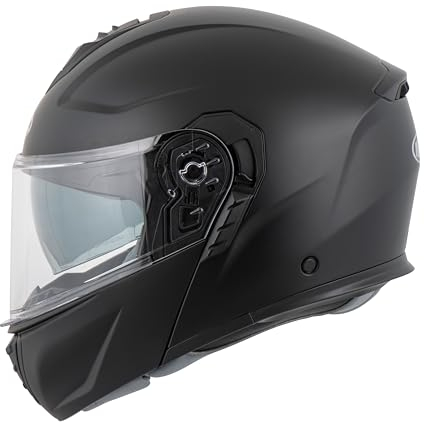 MTR K-4 Evo Klapphelm, als Jethelm & Integralhelm ECE 22.06 Geprüft, Motorradhelm mit Sonnenvisier, Mopedhelm mit Komfort-Innenfutter, Motorradhelm Herren & Damen, Matt Schwarz, XXL