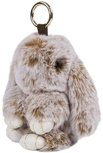 Flauschiger Bunny Keychain, Kunstfell Kaninchen Keychain süße Plüschhasen -Schlüsselringe Pompom Schlüsselbund für Frauen Mädchen