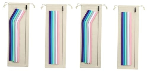 Cabilock 4 Juegos pajitas portátiles pajitas de coctel pajitas de silicona reutilizable palhinhas reutilizaveis adorno de de silicona de tiro para bebidas plegable