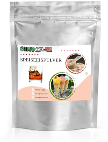 Gino Gelati Eis Speiseeis Pulver, mit alkoholischem Geschmack, Einfache und schnelle Eiszubereitung, Made in Germany, für zuhause und in Gastronomie, GMO-Frei (1 Kg, Whiskey)