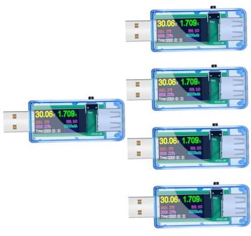 HOMSFOU 5stücke Usb Spannungs Und Strommessgerät Digitaler Usb Tester Mit Hochauflösendem Lcd-display Zur Überprüfung Von Ladegeräten Powerbanks