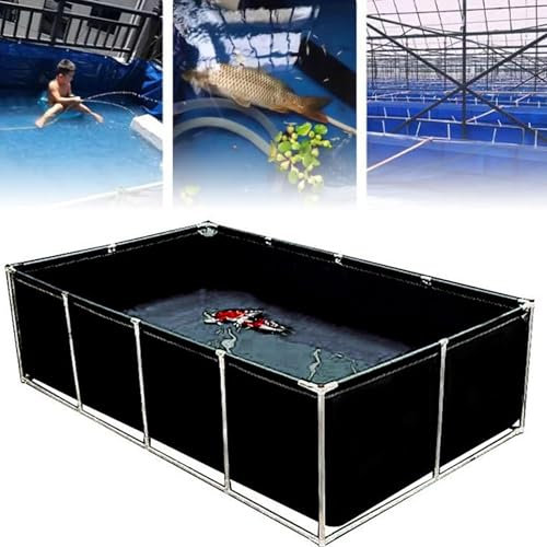 Pounjsd Étangs Hors Sol pour Poissons Koi, Piscine d'aquarium de réservoir de Stockage d'étang à Poissons extérieur, Grande Piscine D'aquaculture pour l'irrigation du Jardin(2 * 2 * 0.5m-Noir)