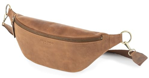 Berliner Bags Bauchtasche Mona Vintage, Umhängetasche aus Leder - Braun | Gürteltasche Echtleder & Crossbody Tasche für Damen und Herren, verstellbarer Gurt & YKK-Reißverschluss