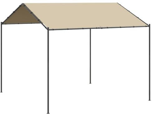 Tente de fête, carport, pergola, tonnelle de jardin, beige, 3 x 3 m, en acier et tissu, pour camping, fête, terrasse, jardin